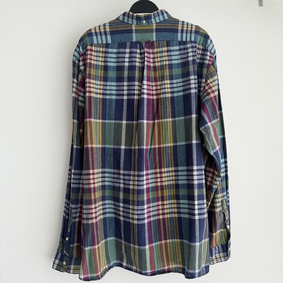 Ralph Lauren Shirt Mens XXL Authentic Indian Madras Plaid Classic Fit Indigo - Picture 4 of 11
